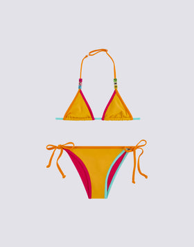 MINI BIKINI CON LAZOS AJUSTABLES Y RIBETES EN CONTRASTE