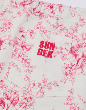 SHORTS BAMBINA A TAGLIO VIVO IN BULL DI COTONE STAMPA ROSE DE JOIE