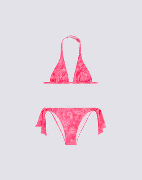 CHILDREN'S BIKINI WITH AMERICAN TRIANGLE TOP AND HIBI PAISLEY PATTERNED TIE-SIDE BOTTOMS