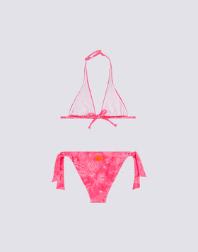 CHILDREN'S BIKINI WITH AMERICAN TRIANGLE TOP AND HIBI PAISLEY PATTERNED TIE-SIDE BOTTOMS