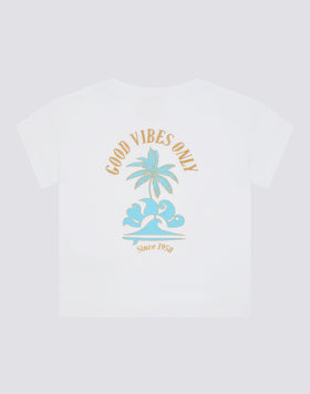 COMFORT T-SHIRT DA BAMBINA CON STAMPA GOOD VIBES ONLY SUL BACK