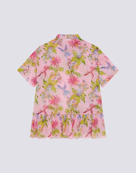 VESTIDO ASIMÉTRICO DE NIÑA CON ESTAMPADO SWEET PARROT