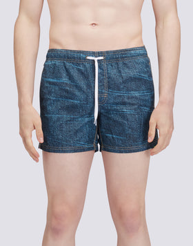 COSTUME DA BAGNO CORTO VITA ELASTICATA ICONIC TAFFETA GOLDENWAVE STAMPA DENIM