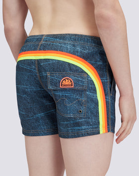 COSTUME DA BAGNO CORTO VITA ELASTICATA ICONIC TAFFETA GOLDENWAVE STAMPA DENIM