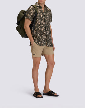 CAMISA DE HOMBRE DE LINO DE MEDIA MANGA ESTAMPADA