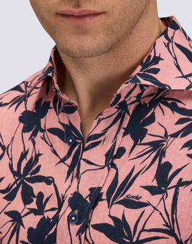MEN'S PRINTED SHORT-SLEEVED LINEN SHIRT