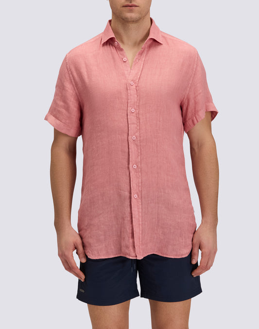 CAMISA DE LINO DE MANGA CORTA PARA HOMBRE
