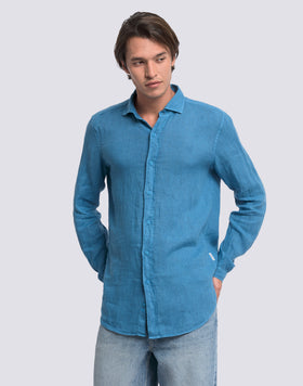 MEN'S GARMENT-DYED LINEN SHIRT