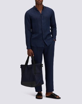 MEN'S MANDARIN SHIRT IN GARMENT-DYED LINEN