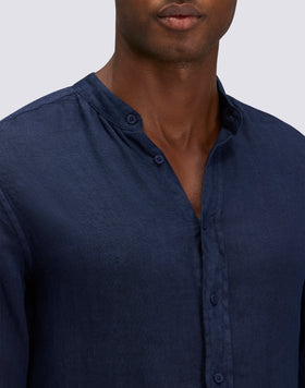 MEN'S MANDARIN SHIRT IN GARMENT-DYED LINEN