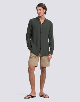 CAMICIA DA UOMO ALLA COREANA IN LINO TINTO CAPO