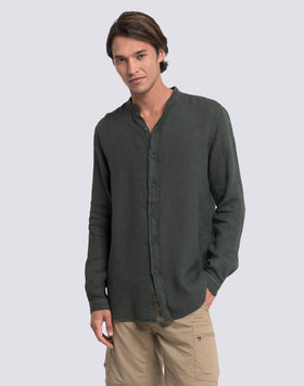 CAMICIA DA UOMO ALLA COREANA IN LINO TINTO CAPO