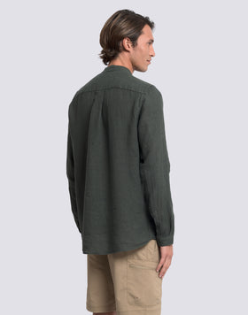 CAMICIA DA UOMO ALLA COREANA IN LINO TINTO CAPO