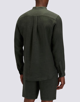 MEN'S MANDARIN SHIRT IN GARMENT-DYED LINEN
