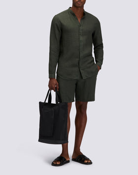 MEN'S MANDARIN SHIRT IN GARMENT-DYED LINEN