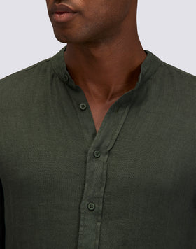 MEN'S MANDARIN SHIRT IN GARMENT-DYED LINEN