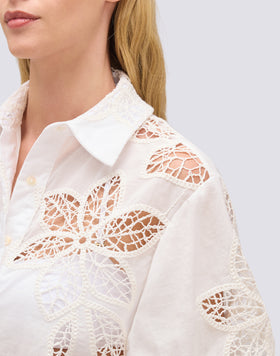 CAMICIA DONNA A MEZZE MANICHE IN SANGALLO