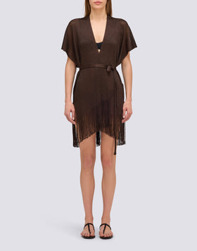 CAFTÁN CORTO DE LÚREX CON TIRANTE