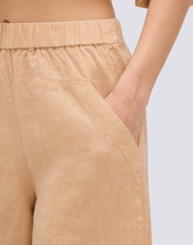 PANTALÓN CORTO DE LINO CON CINTURA ELÁSTICA