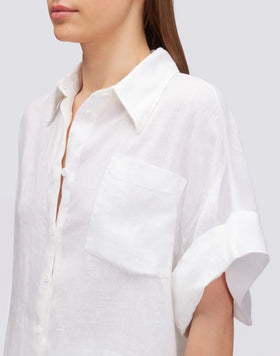 CAMISA DE LINO TEÑIDA EN PRENDA