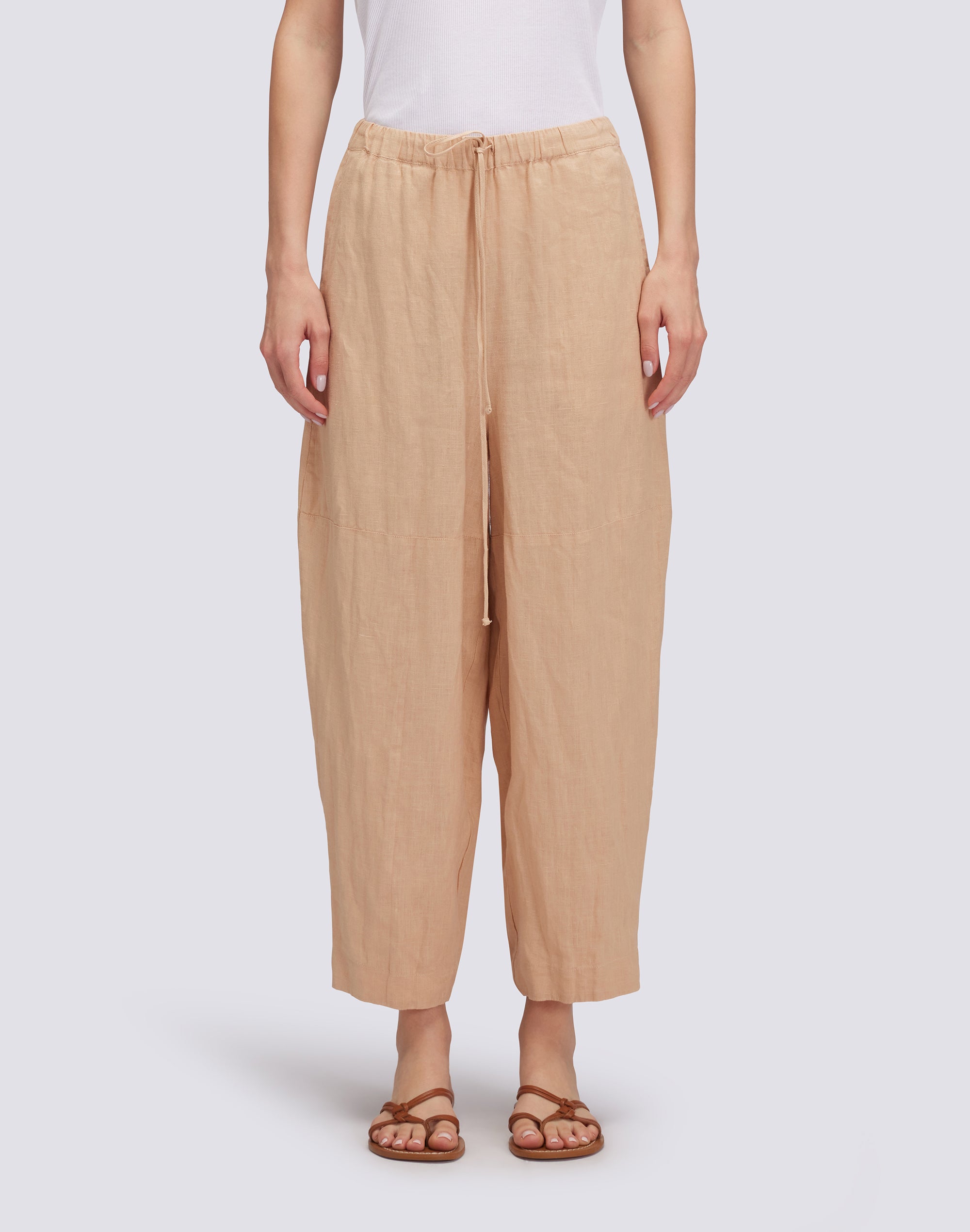 Sundek LONG LINEN TROUSERS WITH ADJUSTABLE ELASTIC WAIST