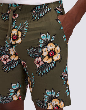 PANTALÓN CORTO ESTAMPADO DE VISCOSA POPELÍN