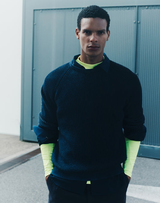 MAGLIONE UOMO A COSTE VANISÉ AEROGRAFATO A MANO