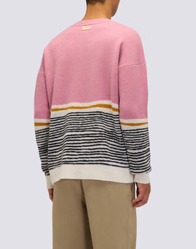 PULL JACQUARD À COL RAS DU COU UNISEX AVEC MOTIF ABSTRAIT