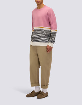 PULL JACQUARD À COL RAS DU COU UNISEX AVEC MOTIF ABSTRAIT