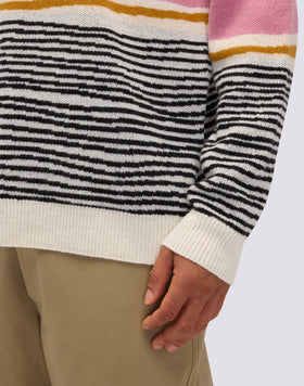 PULL JACQUARD À COL RAS DU COU UNISEX AVEC MOTIF ABSTRAIT