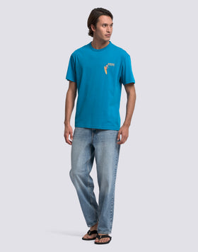 MEN'S CREW NECK T-SHIRT WITH PRINT AND EMBROIDERY