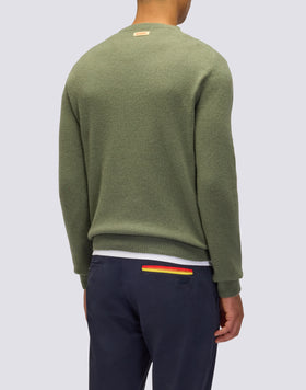 PULL COL ROND POUR HOMME EN LAINE MÉLANGÉE