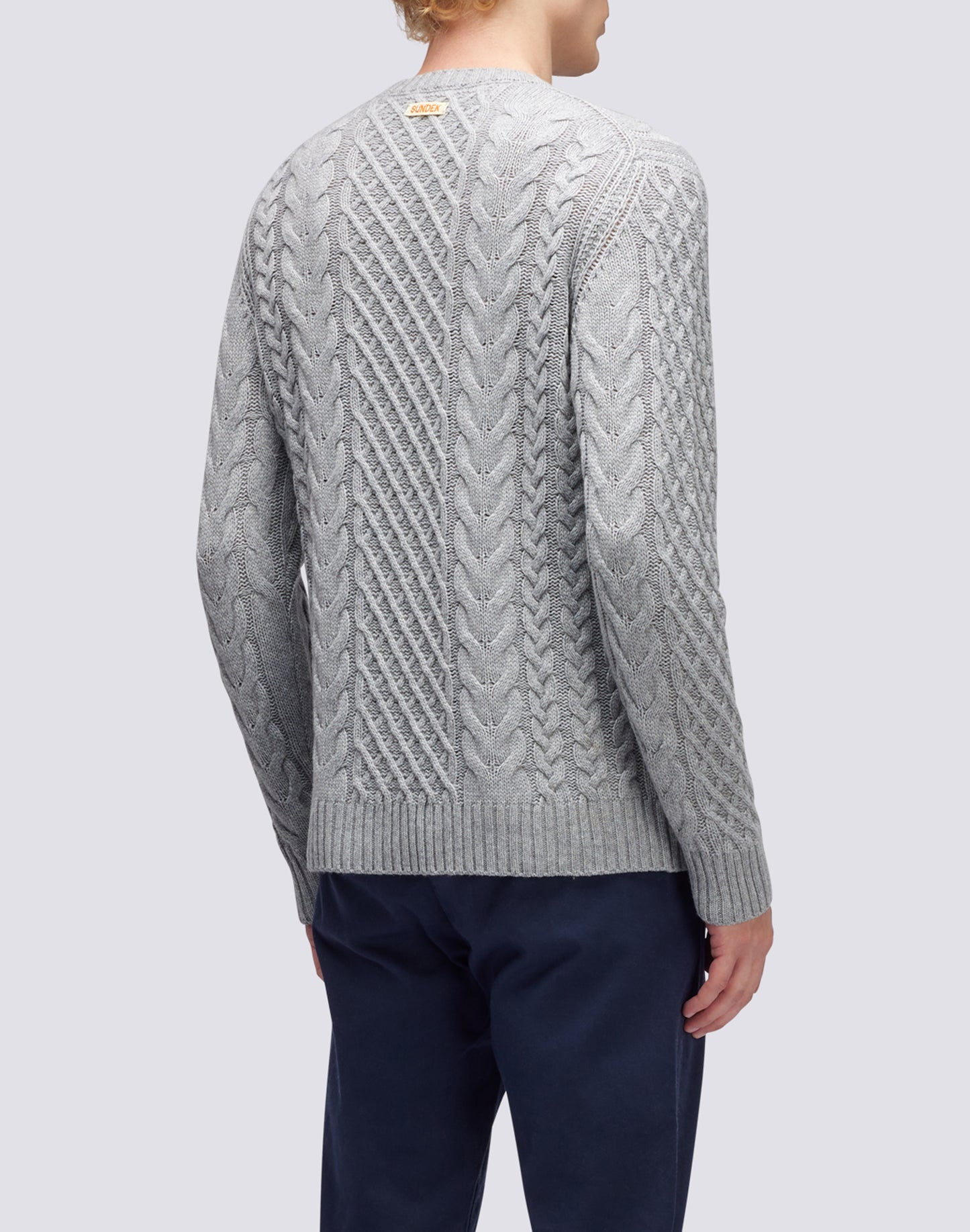 MAGLIONE GIROCOLLO CON TRECCE IN MAGLIA MISTO CASHMERE