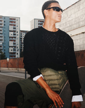 MAGLIONE UOMO GIROCOLLO CON TRECCE IN LANA MERINO E CACHEMIRE