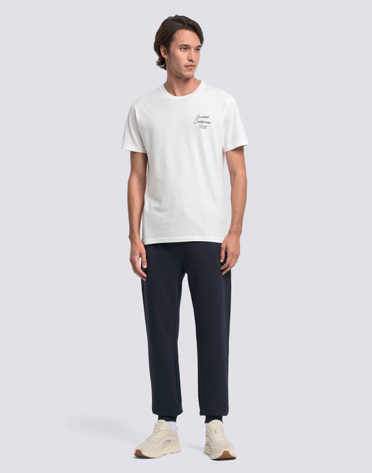 MEN'S ELASTIC WAISTED LONG TROUSERS IN RECYCLED INTERLOCK COTTON