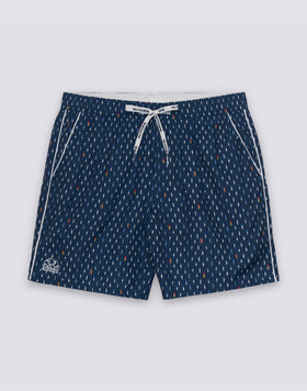 COSTUME DA BAGNO UOMO LUNGHEZZA MEDIA VITA ELASTICATA STAMPA HAPPY STAR IN POLIESTERE RICICLATO REPREVE®