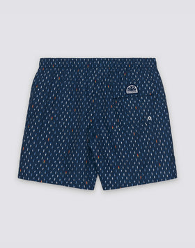 COSTUME DA BAGNO UOMO LUNGHEZZA MEDIA VITA ELASTICATA STAMPA HAPPY STAR IN POLIESTERE RICICLATO REPREVE®