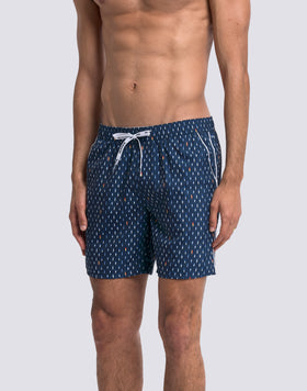 COSTUME DA BAGNO UOMO LUNGHEZZA MEDIA VITA ELASTICATA STAMPA HAPPY STAR IN POLIESTERE RICICLATO REPREVE®