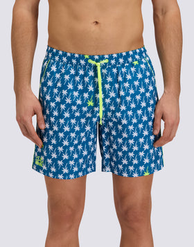 BAÑADOR DE LONGITUD MEDIA CON CINTURA ELÁSTICA Y ESTAMPADO UPSIDE DOWN EN POLIÉSTER RECICLADO REPREVE®