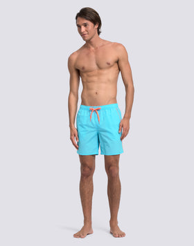 MEN’S MEDIUM-LENGTH SWIM SHORTS ELASTICATED WAISTBAND WITH PIPING