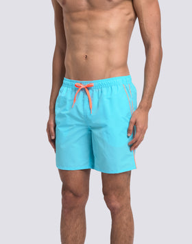 MEN’S MEDIUM-LENGTH SWIM SHORTS ELASTICATED WAISTBAND WITH PIPING