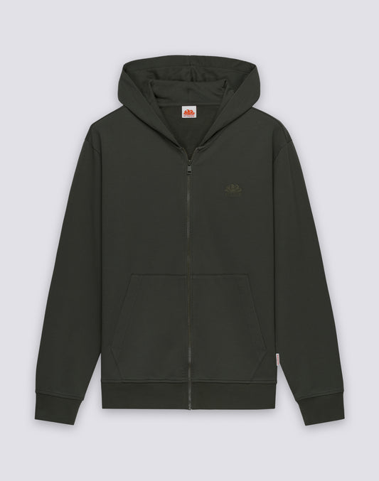 FELPA UOMO IN COTONE DEGARZATO CON FULL ZIP E CAPPUCCIO