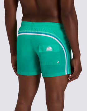 MEN'S SHORT SWIMSHORTS WITH ELASTIC WAIST AND CRINKLED WAIST