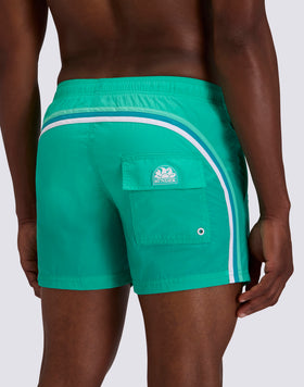 MEN'S SHORT SWIMSHORTS WITH ELASTIC WAIST AND CRINKLED WAIST