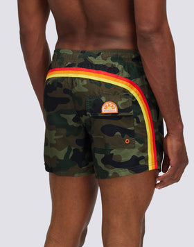 COSTUME DE BAIN COURT IMPRIMÉ CAMOU AVEC TAILLE ÉLASTIQUÉE