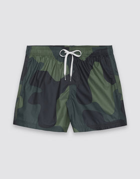 MAILLOT DE BAIN COURT POUR HOMME AVEC TAILLE ÉLASTIQUE, IMPRIMÉ CAMOUFLAGE, TISSU RIP-STOP
