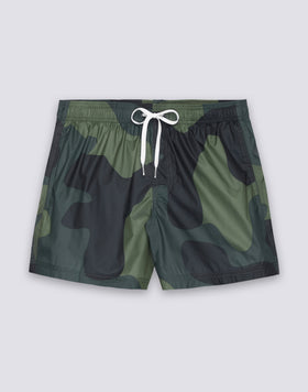 BAÑADOR DE PANTALÓN CORTO CON CINTURA ELÁSTICA ESTAMPADO DE CAMUFLAJE TEJIDO RIP-STOP