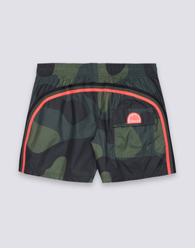 MAILLOT DE BAIN COURT POUR HOMME AVEC TAILLE ÉLASTIQUE, IMPRIMÉ CAMOUFLAGE, TISSU RIP-STOP