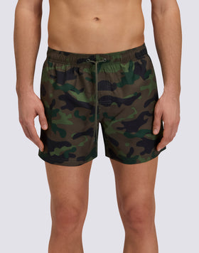 MAILLOT DE BAIN COURT POUR HOMME AVEC TAILLE ÉLASTIQUE ET IMPRIMÉ CAMOUFLAGE EN POLYESTER RECYCLÉ REPREVE®