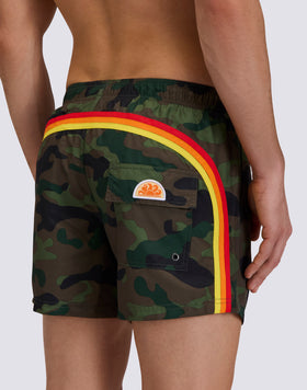 MAILLOT DE BAIN COURT POUR HOMME AVEC TAILLE ÉLASTIQUE ET IMPRIMÉ CAMOUFLAGE EN POLYESTER RECYCLÉ REPREVE®